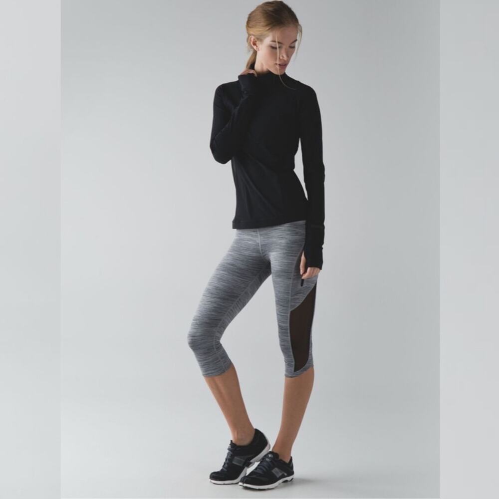Lululemon Sun Runner Crop Space Dye Camo Seal Grey Deep Coal/Black Size 4